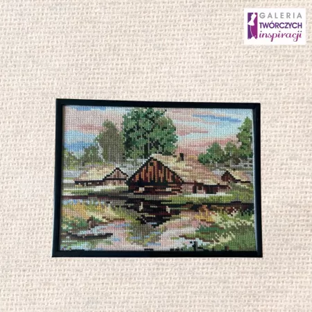 Obraz krajobraz wiejski  - 25 x 19 cm